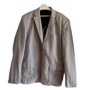 Con Garra NEW 100% Cotton Seersucker Jacket Grey Gray 2XL Stripes Coastal Party